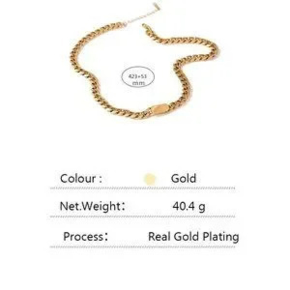 New 18K Gold Plated Chunky Link Chain Necklace 9b - Picture 6 of 6